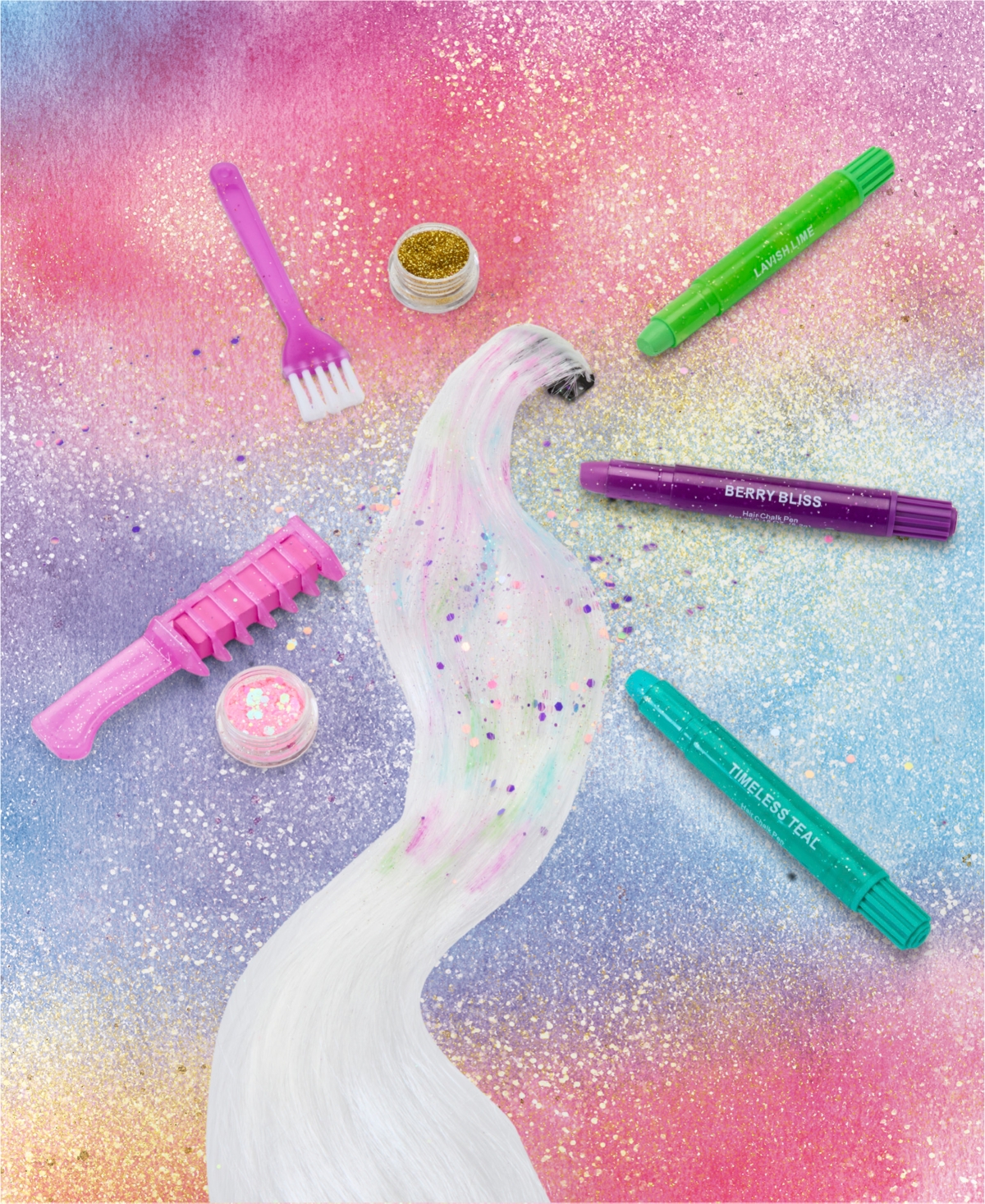 Geoffrey's Toy Box Glam Hair Chalk Glitter Easy-color Styling Set In Transparent
