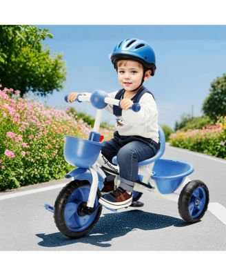 Toddler Tricycle Kids Trike for Ages 1-3 with Detachable Push Bar & Safety Harness for a Secure Ride