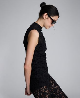 Women's Stretch Lace Mock Neck Tank Top