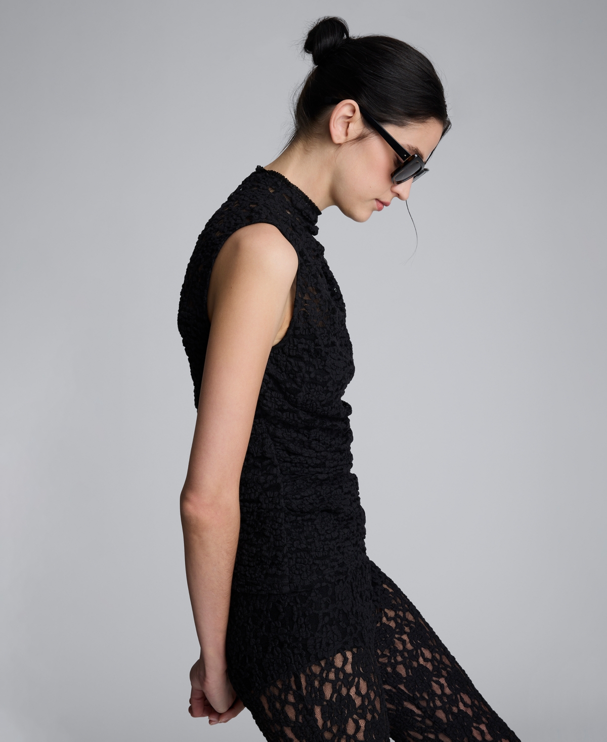 Kenneth Cole Women's Lace Front Drape Mock Neck Tank Top