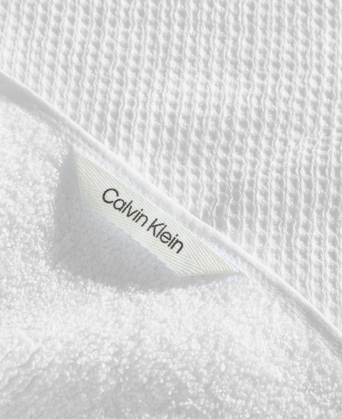 Calvin Klein Eternity Cotton Waffle 2-pc. Bath Towel Set, 64" X 34" In White