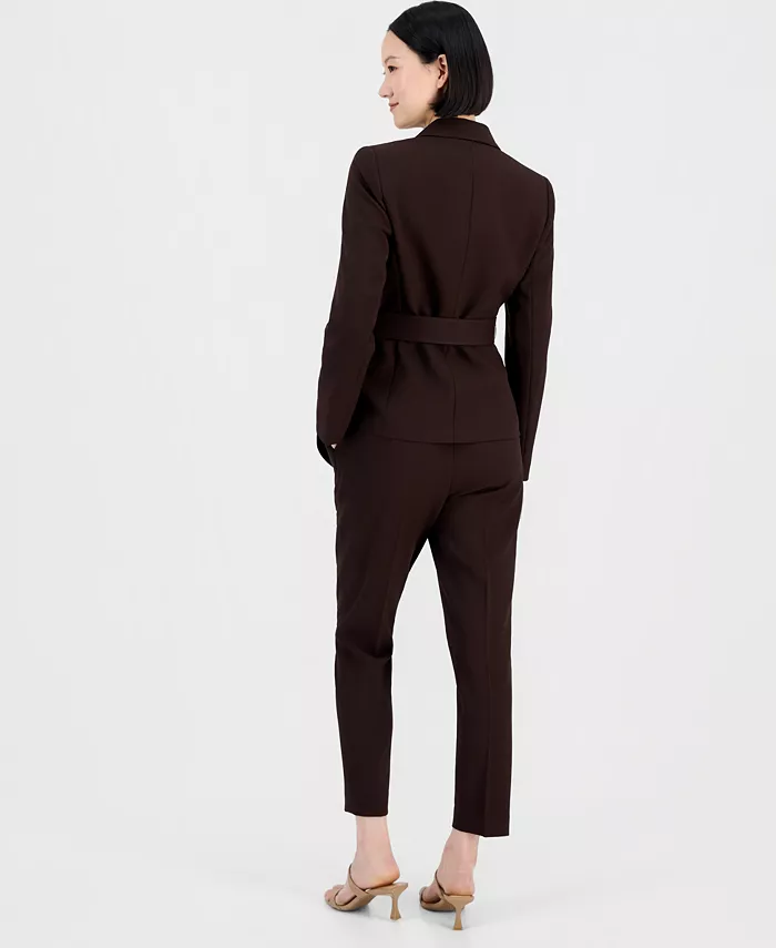 Women's Belted Asymmetrical Jacket & Slim-Fit Pantsuit Set - thumbnail 8