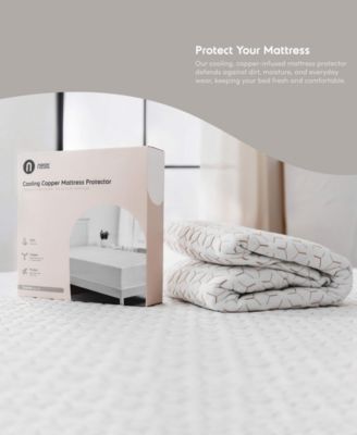 Copper Hypoallergenic Waterproof Cooling Mattress Protector, Twin XL