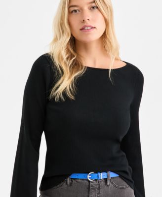 Women's Knit Boat-Neck Bell-Sleeve Top, Macy's Exclusive