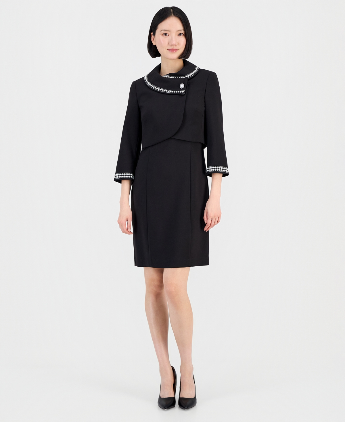 Tahari Asl Beaded Dress Suit Set