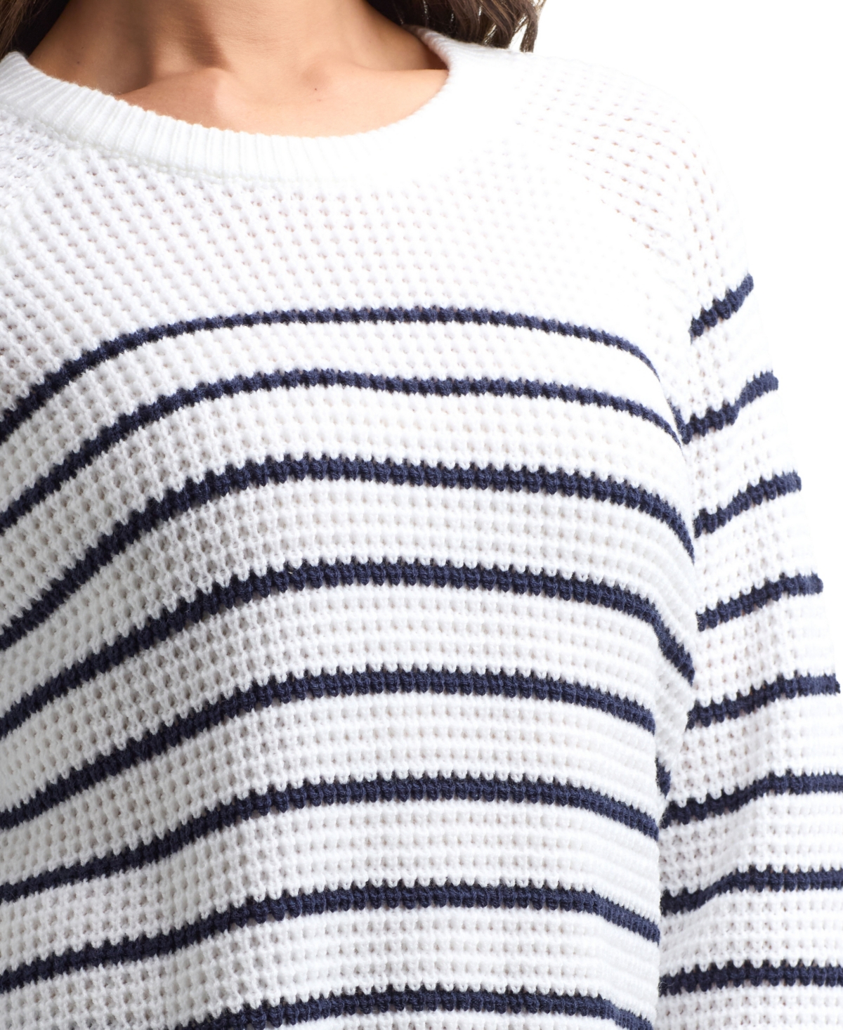 Bcx Women's Resort Spring Stripe Crew Neck Sweater