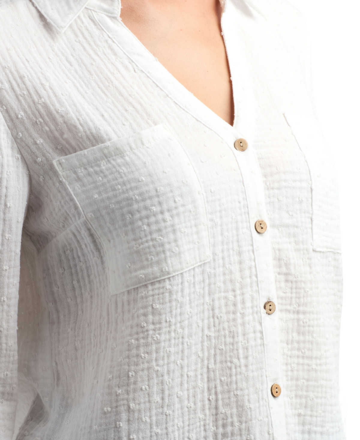 Bcx Women's Resort Collared Two Pocket Button Up Shirt