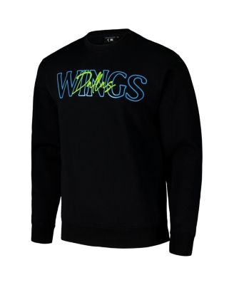 Men's and Women's Black Dallas Wings Throwback Pullover Crew Sweatshirt