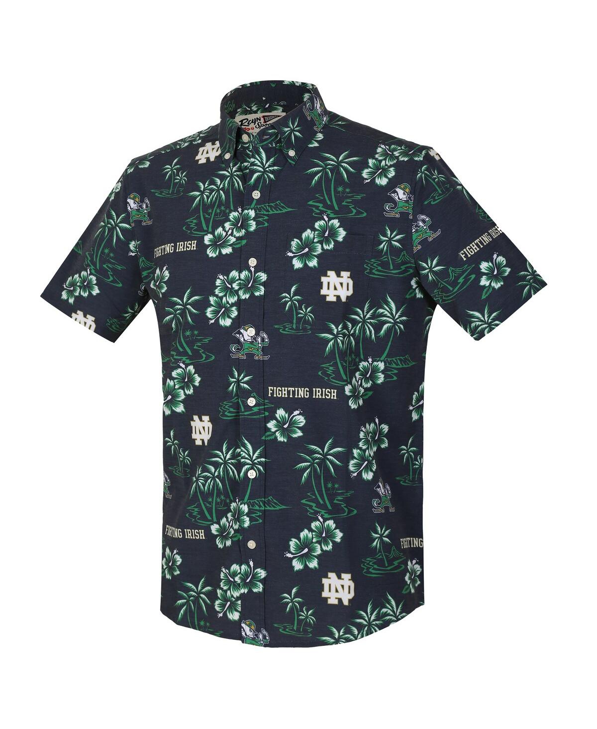 Reyn Spooner Men's Navy Notre Dame Fighting Irish Kekai Classic Tri-blend Button-down Shirt In Blue