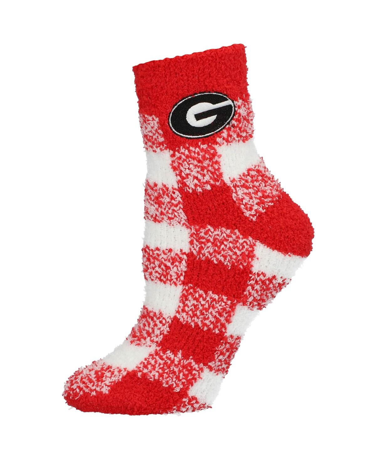 Zoozatz Women's Georgia Bulldogs Fuzzy Buffalo Checkered Ankle Socks In Multi