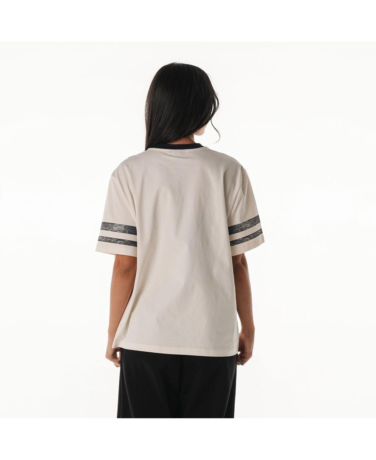 The Wild Collective Women's Cream Seattle Seahawks Vintage Drop Shoulder Oversized Boyfriend T-shirt In Animal Print