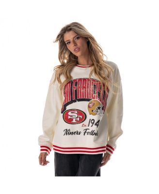 Women's Cream San Francisco 49ers Oversized Vintage French Terry Sweatshirt