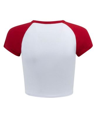 Women's White/Crimson Alabama Crimson Tide Homerun Cropped Raglan T-Shirt