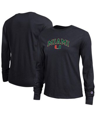 Women's Black Miami Hurricanes Arch Over Logo Long Sleeve T-Shirt