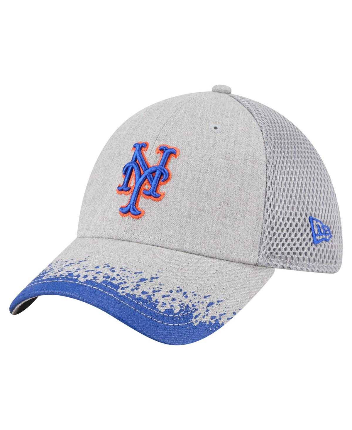 New Era Men's Gray New York Mets Visor Paint Splatter 39thirty Flex Hat In White