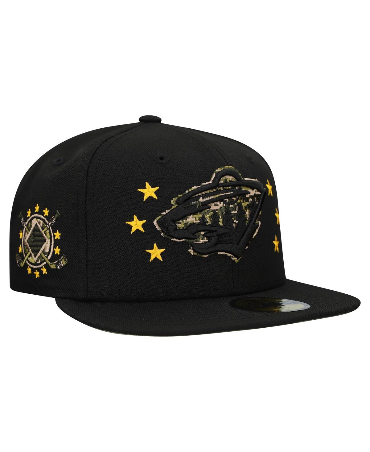New Era Men's Black Minnesota Wild Military Appreciation Digital Camo Stars 59fifty Fitted Hat In Black
