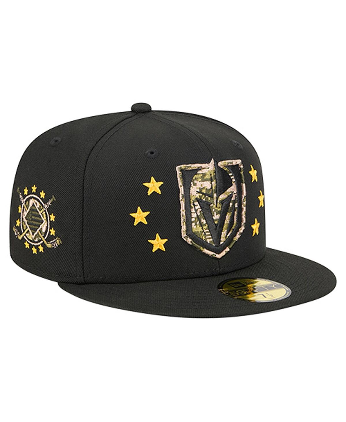 New Era Men's Black Vegas Golden Knights Military Appreciation Digital Camo Stars 59fifty Fitted Hat In Black