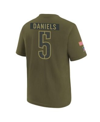 Big Boys and Girls Jayden Daniels Olive Washington Commanders 2025 Salute to Service Name Number T-Shirt