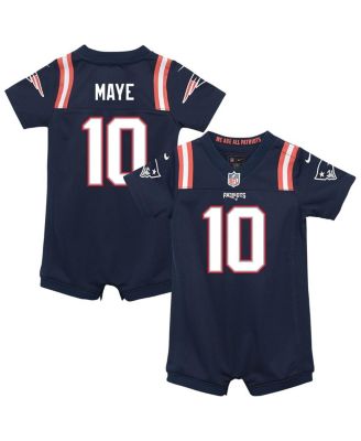 Nike - Baby Boys and Girls Drake Maye Navy New England Patriots Game Romper Jersey