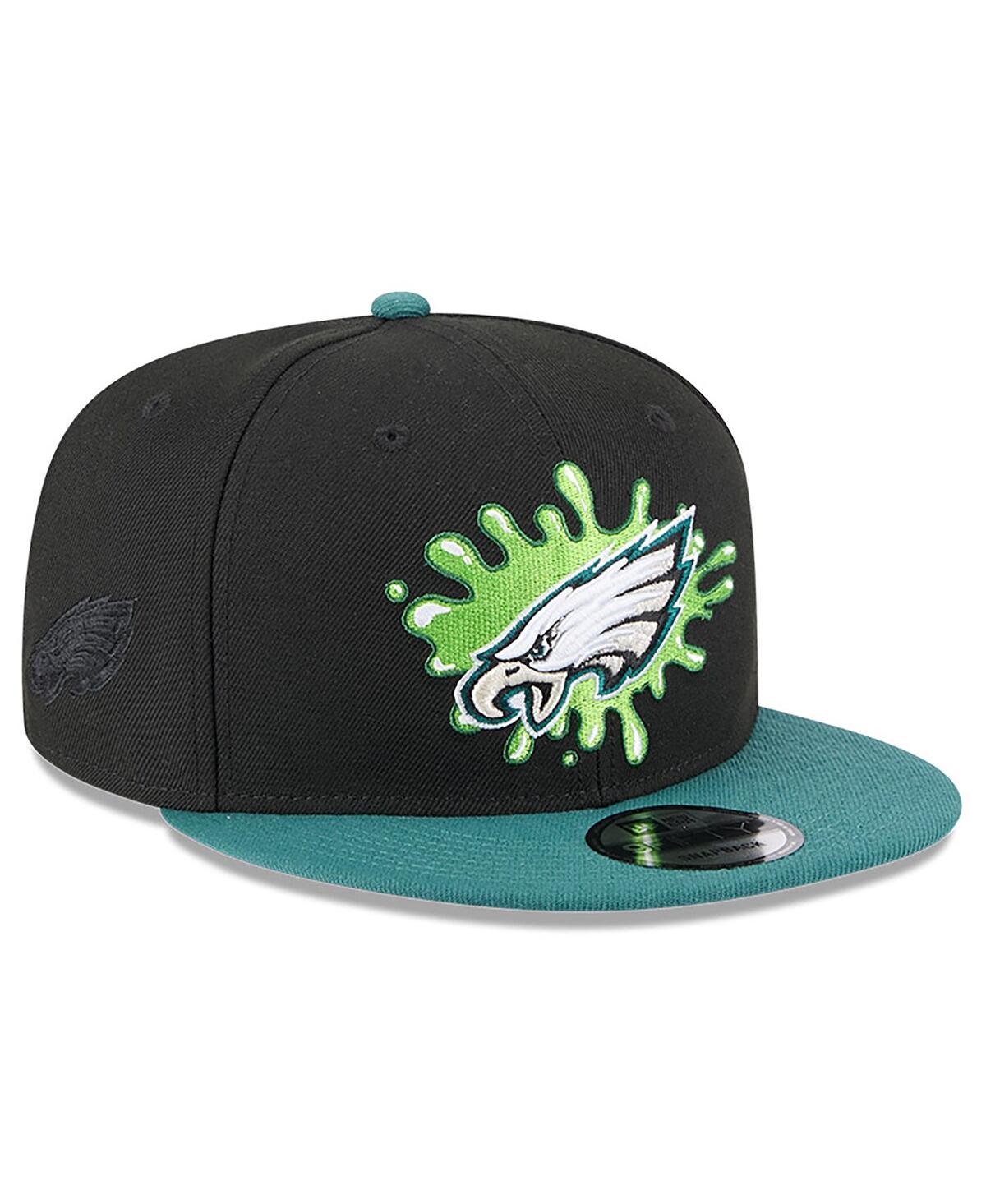 New Era Men's Black/midnight Green Philadelphia Eagles Nickelodeon Slime 9fifty Snapback Hat In Black
