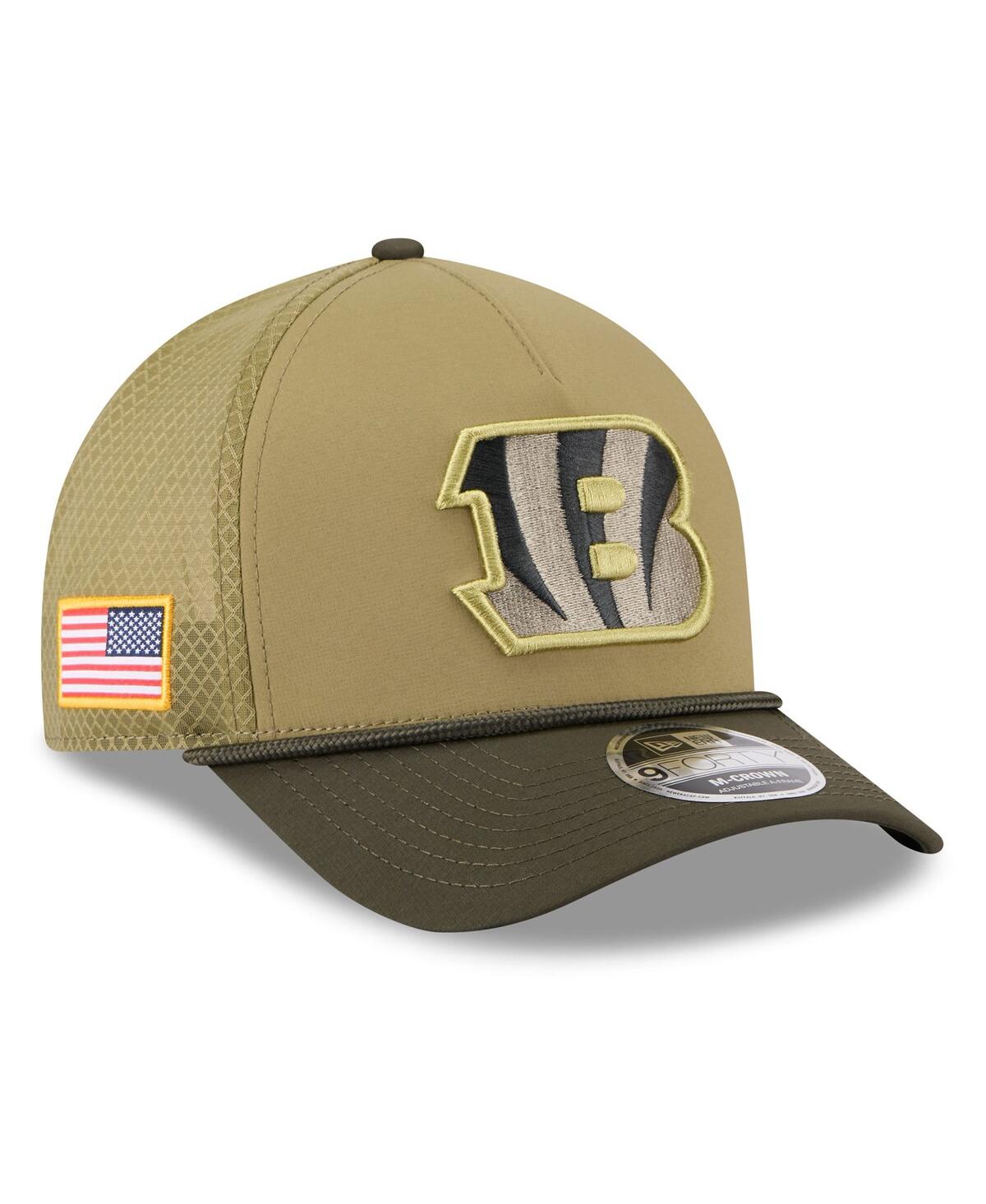New Era Big Boys and Girls Green/Dark Green Cincinnati Bengals 2025 Salute to Service 9FORTY A-Frame Adjustable Hat