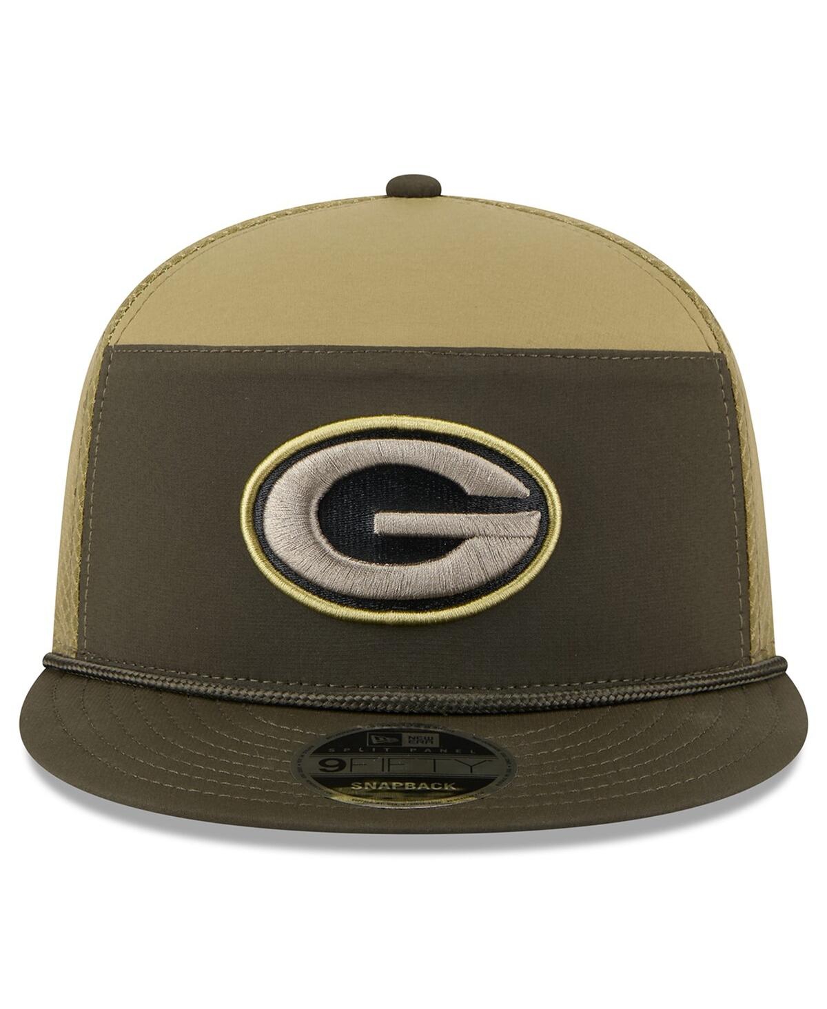 New Era Men's Dark Green Green Bay Packers 2025 Salute To Service Split Panel 9fifty Snapback Hat In Green
