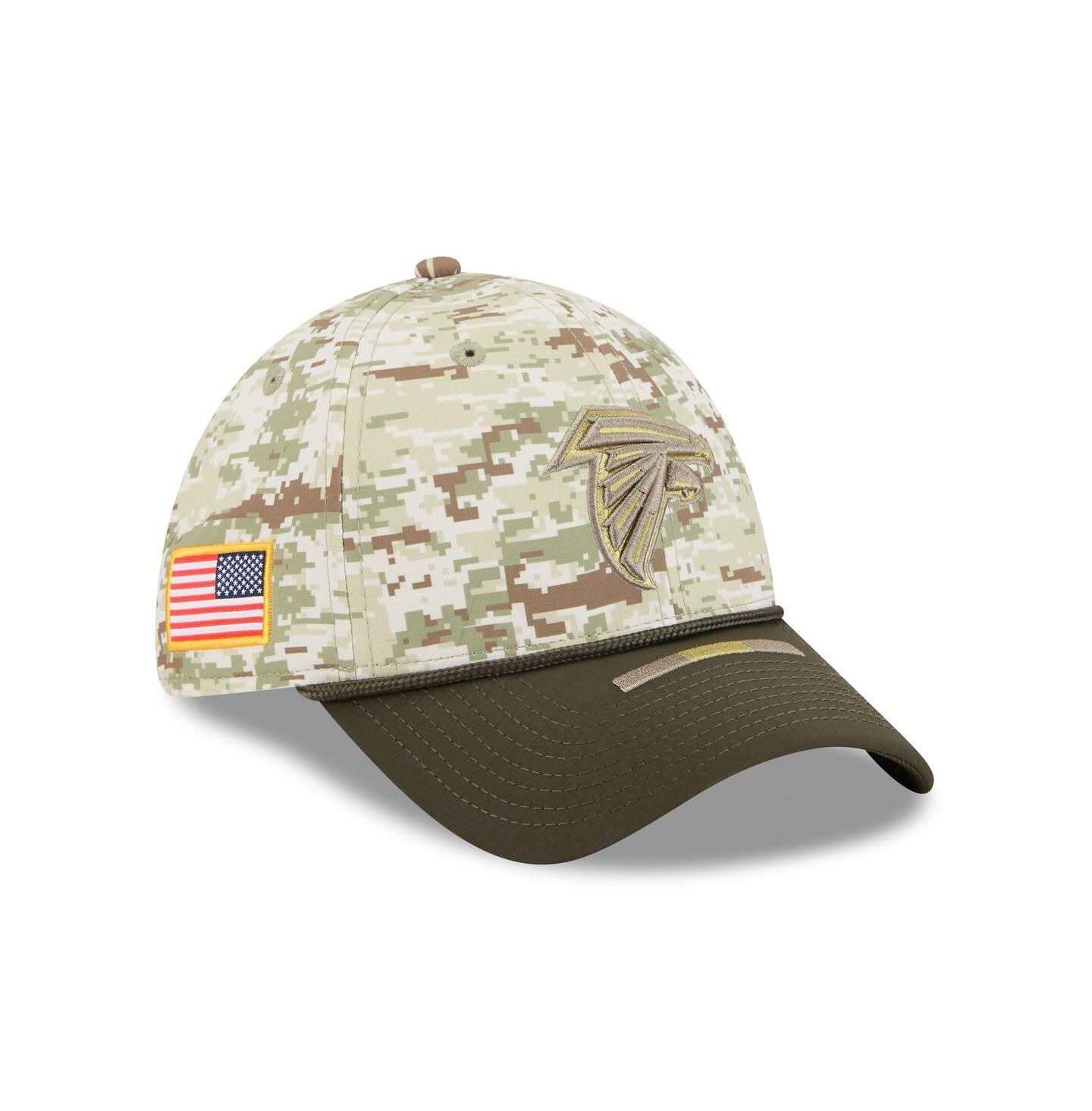 Мужская кепка New Era Camo/Dark Green Atlanta Falcons 2025 Salute to Service 39THIRTY Flex Hat — фото 1