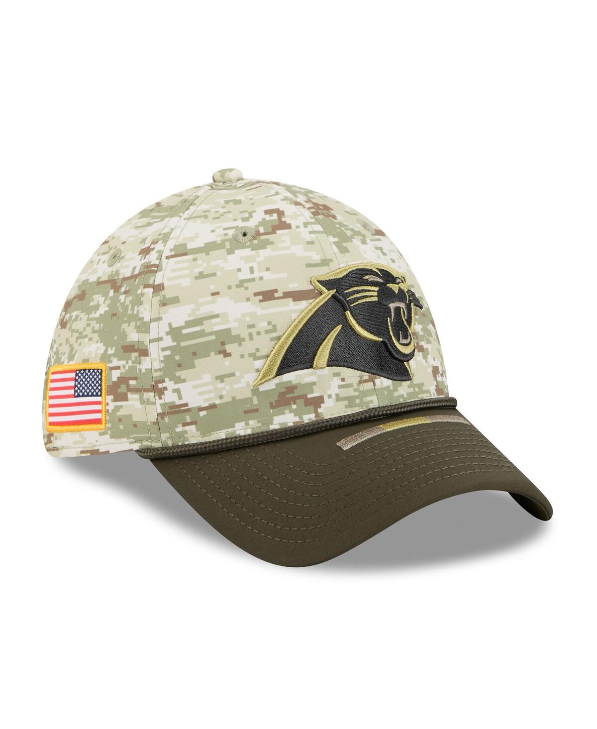 New Era Men's Camo/dark Green Carolina Panthers 2025 Salute To Service 39thirty Flex Hat In Green