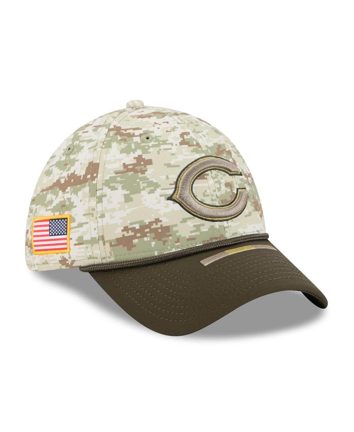 New Era Men's Camo/dark Green/dark Green Chicago Bears 2025 Salute To Service 39thirty Flex Hat In Green