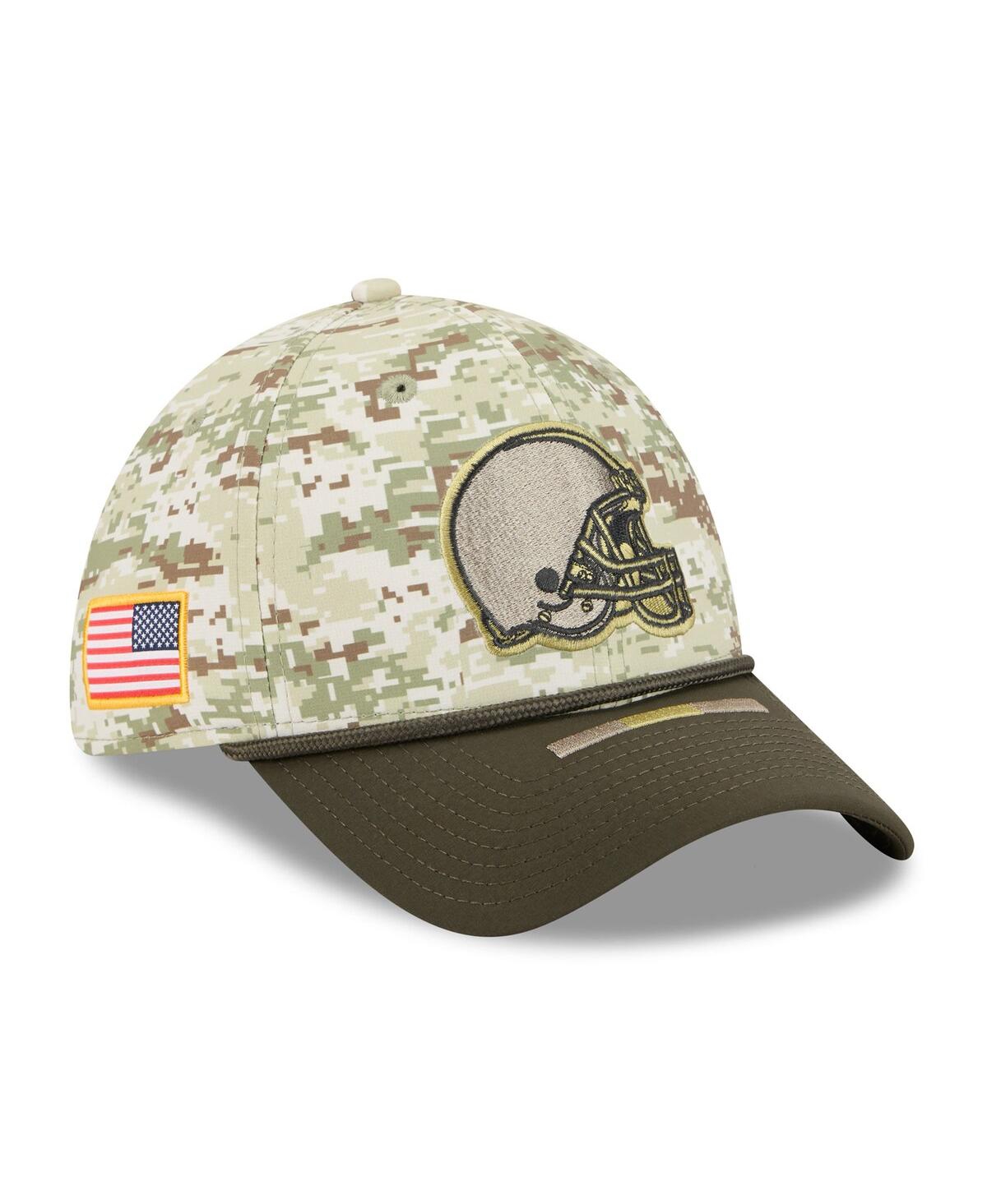 New Era Men's Camo/dark Green Cleveland Browns 2025 Salute To Service 39thirty Flex Hat In Green