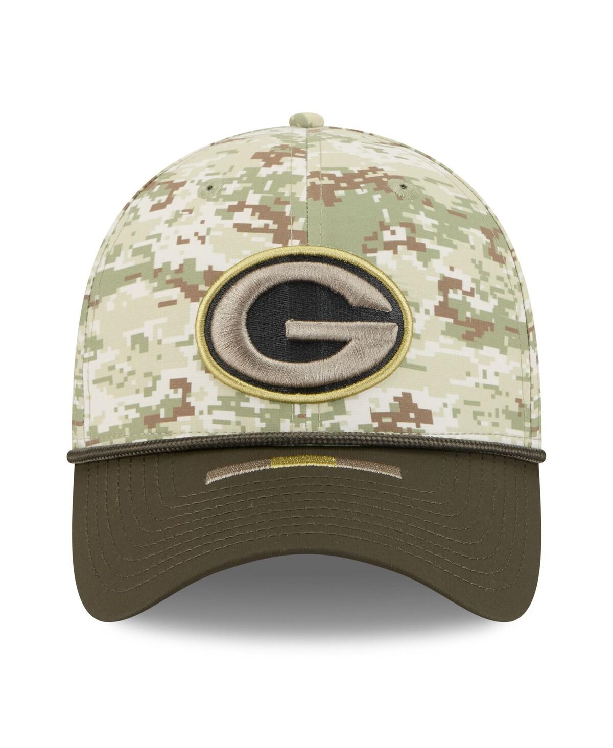 New Era Men's Camo/dark Green/dark Green Green Bay Packers 2025 Salute To Service 39thirty Flex Hat In Green