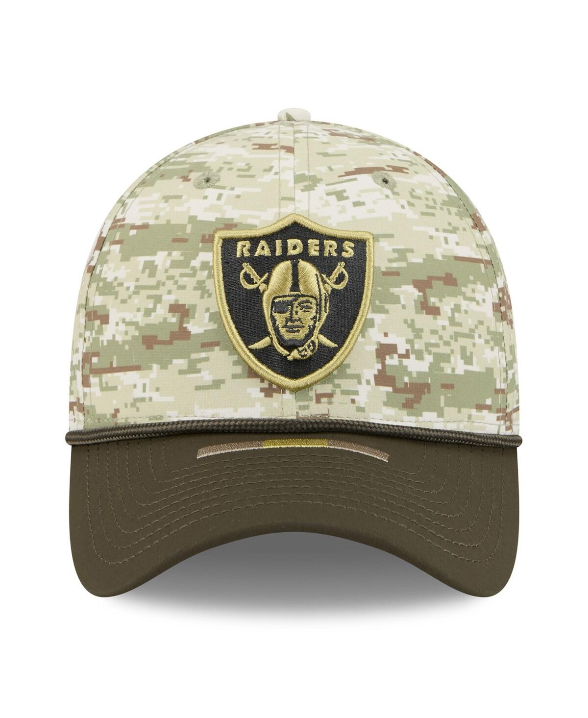 New Era Men's Camo/dark Green/dark Green Las Vegas Raiders 2025 Salute To Service 39thirty Flex Hat In Green