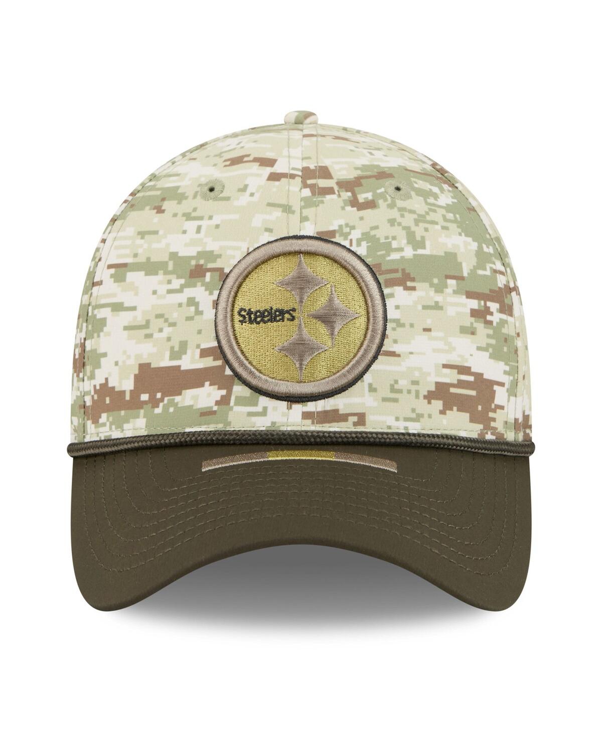 New Era Men's Camo/dark Green/dark Green Pittsburgh Steelers 2025 Salute To Service 39thirty Flex Hat In Green