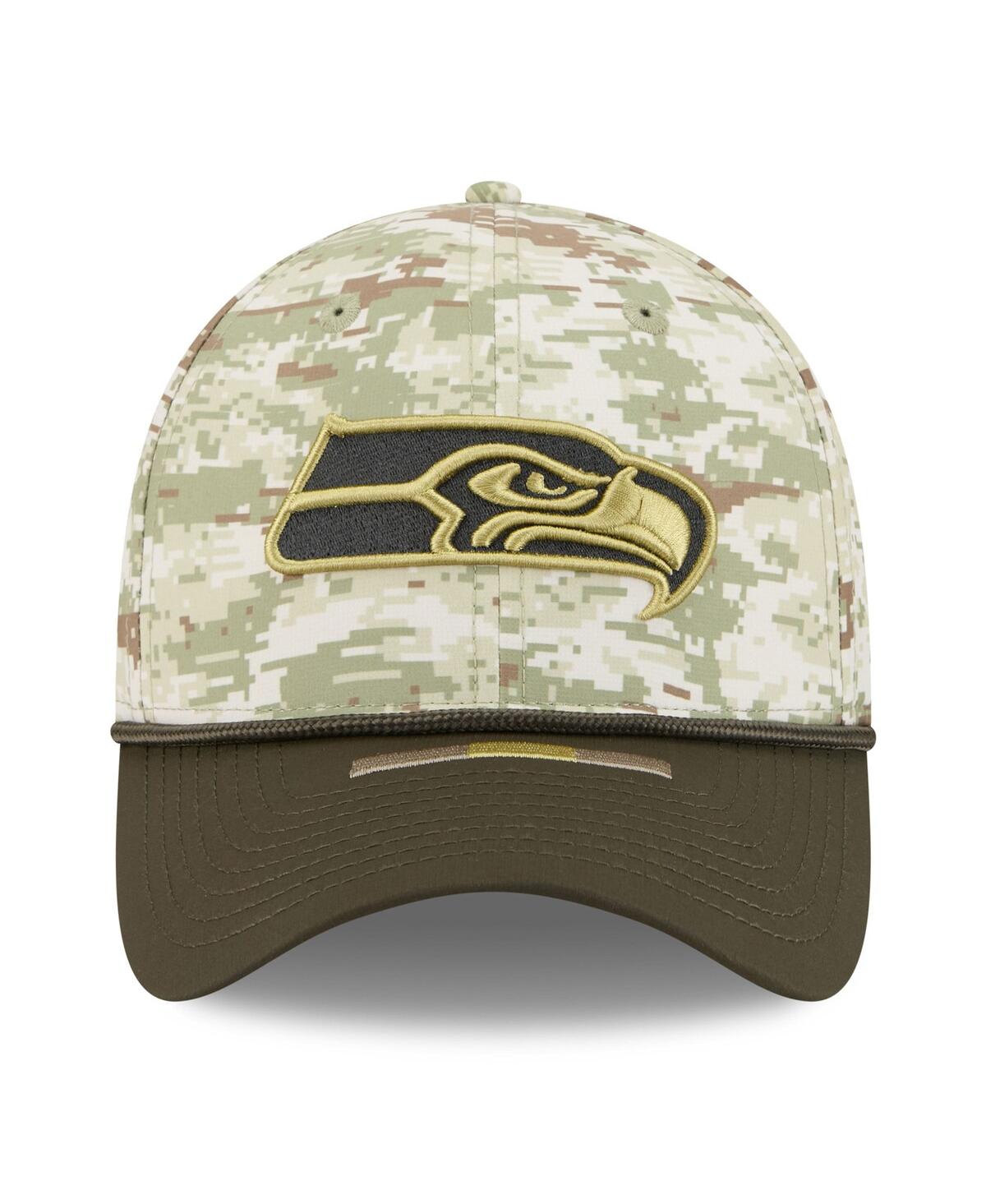 New Era Men's Camo/dark Green/dark Green Seattle Seahawks 2025 Salute To Service 39thirty Flex Hat In Green