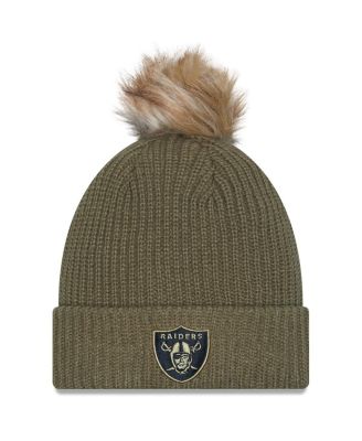 New Era - Women's Dark Green Las Vegas Raiders 2025 Salute to Service Cuffed Knit with Pom Hat