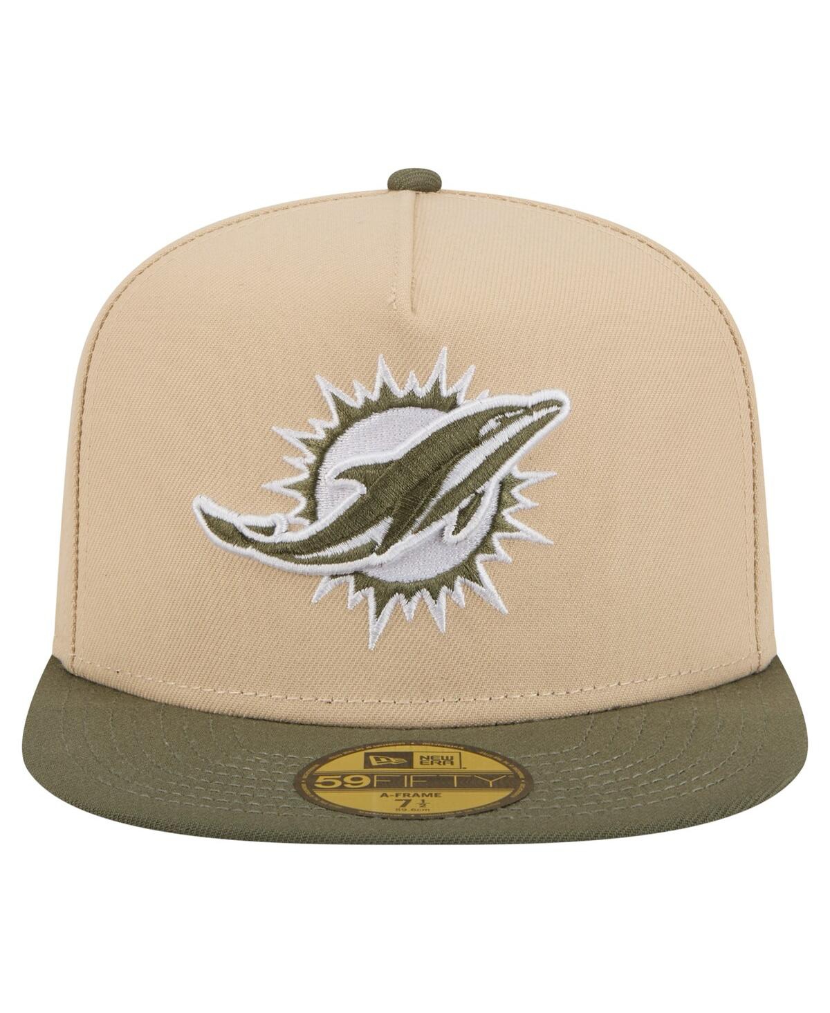 New Era Men'sâ Beige/olive Miami Dolphins Color Pack A-frame 59fifty Fitted Hat In Brown