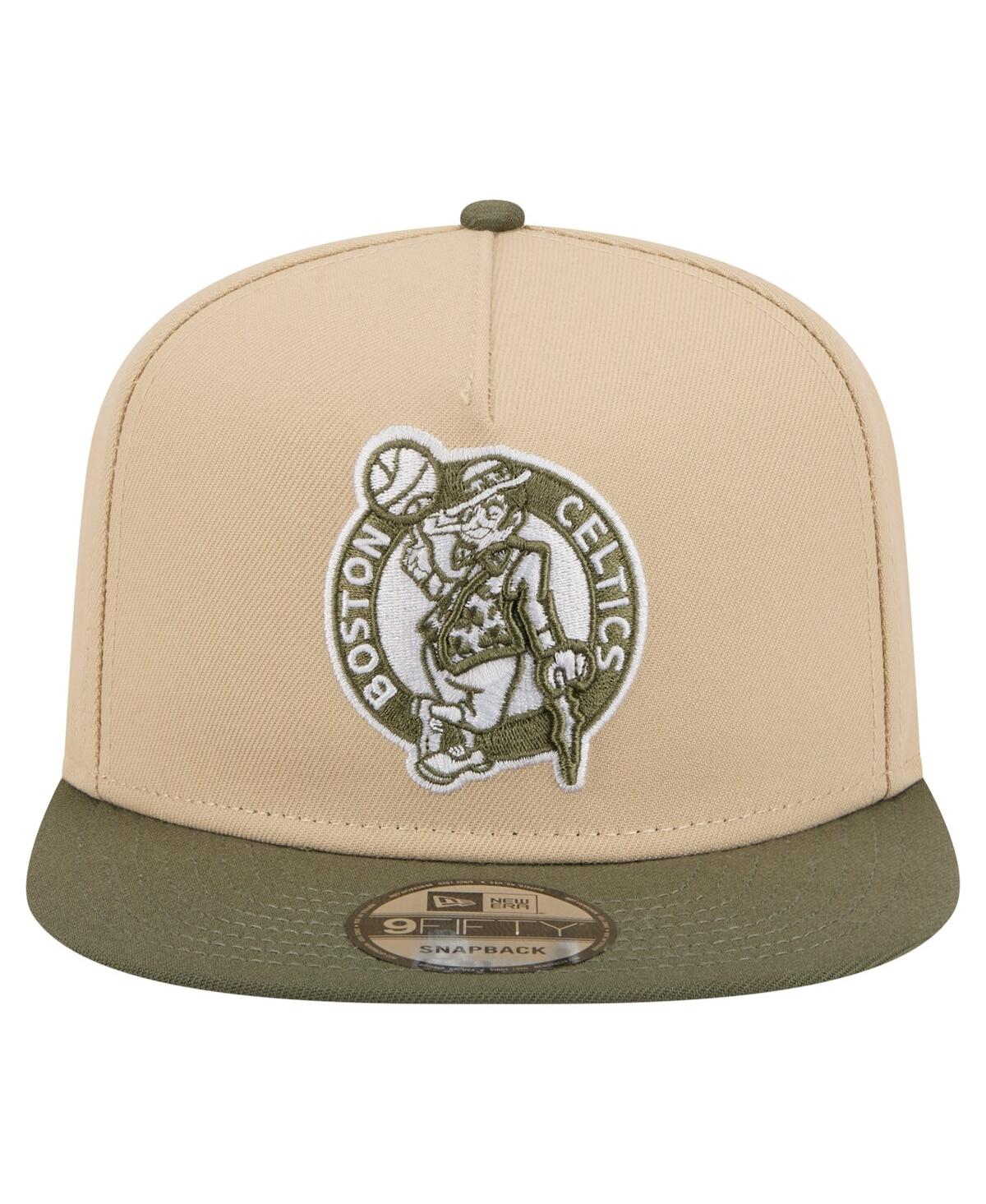 New Era Men's Khaki/olive Boston Celtics Color Pack Two-tone A-frame 9fifty Snapback Hat In Brown