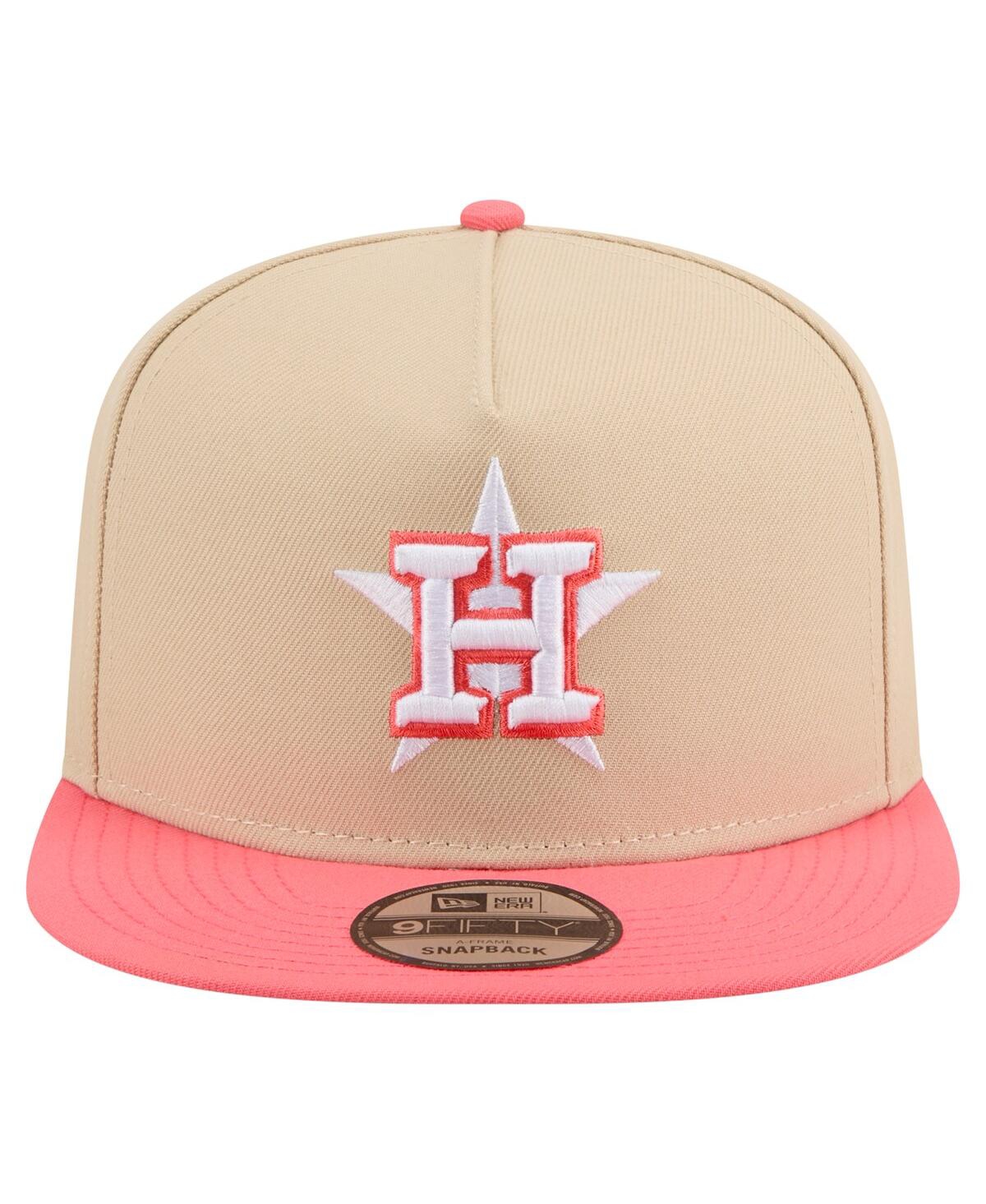 New Era Men's Light Beige/coral Houston Astros Color Pack A-frame 9fifty Snapback Hat In Pink