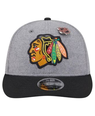 Men's&nbsp;Gray/Black Chicago Blackhawks Wool Pin Low Profile 9FIFTY Snapback Hat