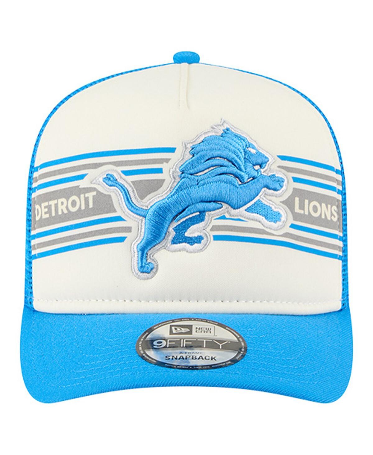 New Era Men'sâ Cream/blue Detroit Lions Banner A-frame 9fifty Trucker Snapback Hat In Blue