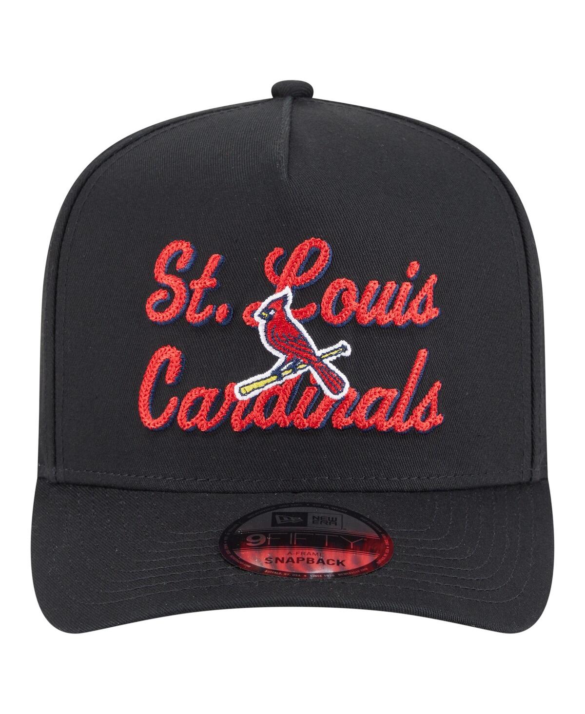 New Era Men's Black St. Louis Cardinals Chainstitch 9fifty A-frame Snapback Hat In Black