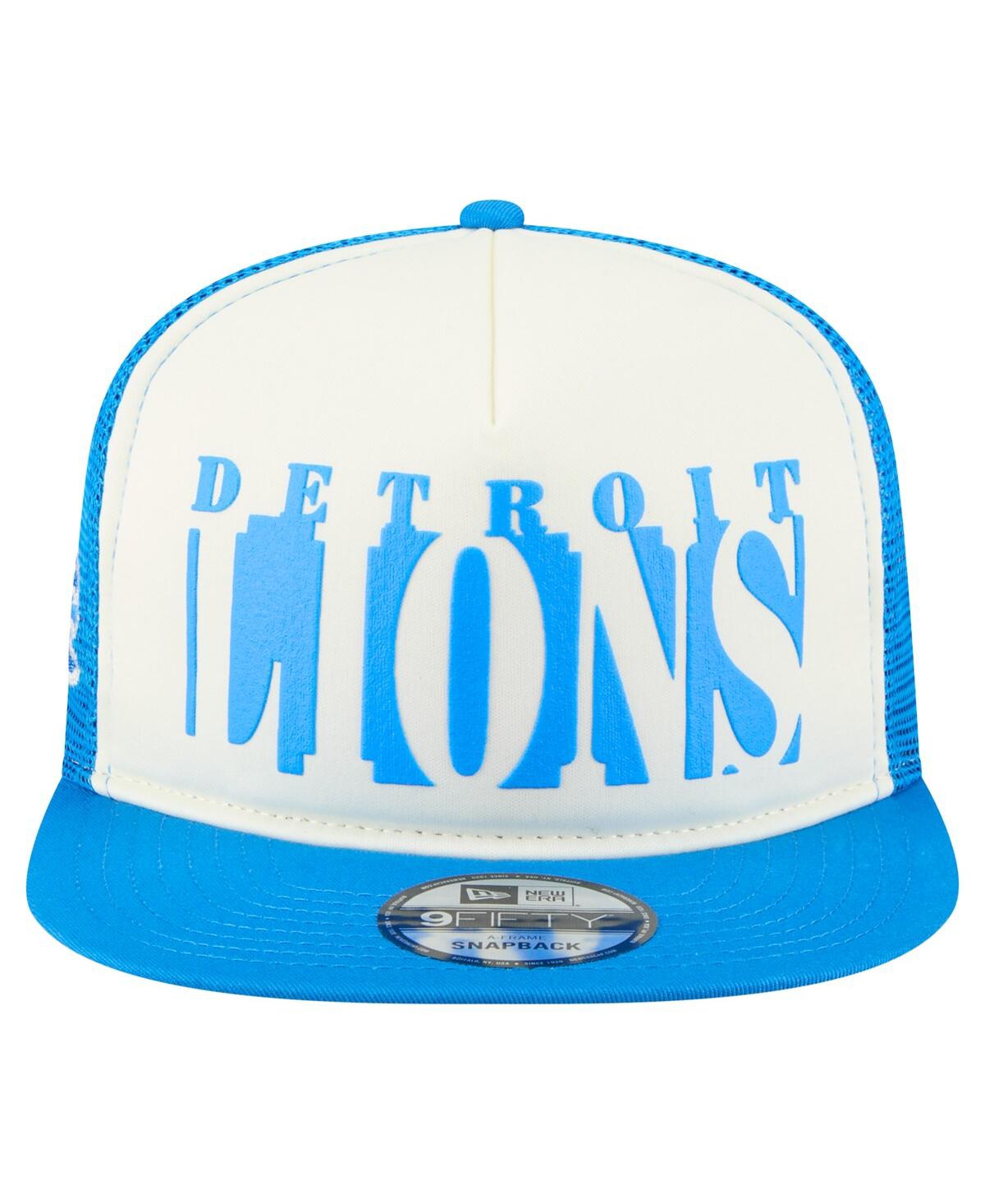 New Era Men'sâ Cream/blue Detroit Lions Cutout A-frame 9fifty Snapback Hat In Blue