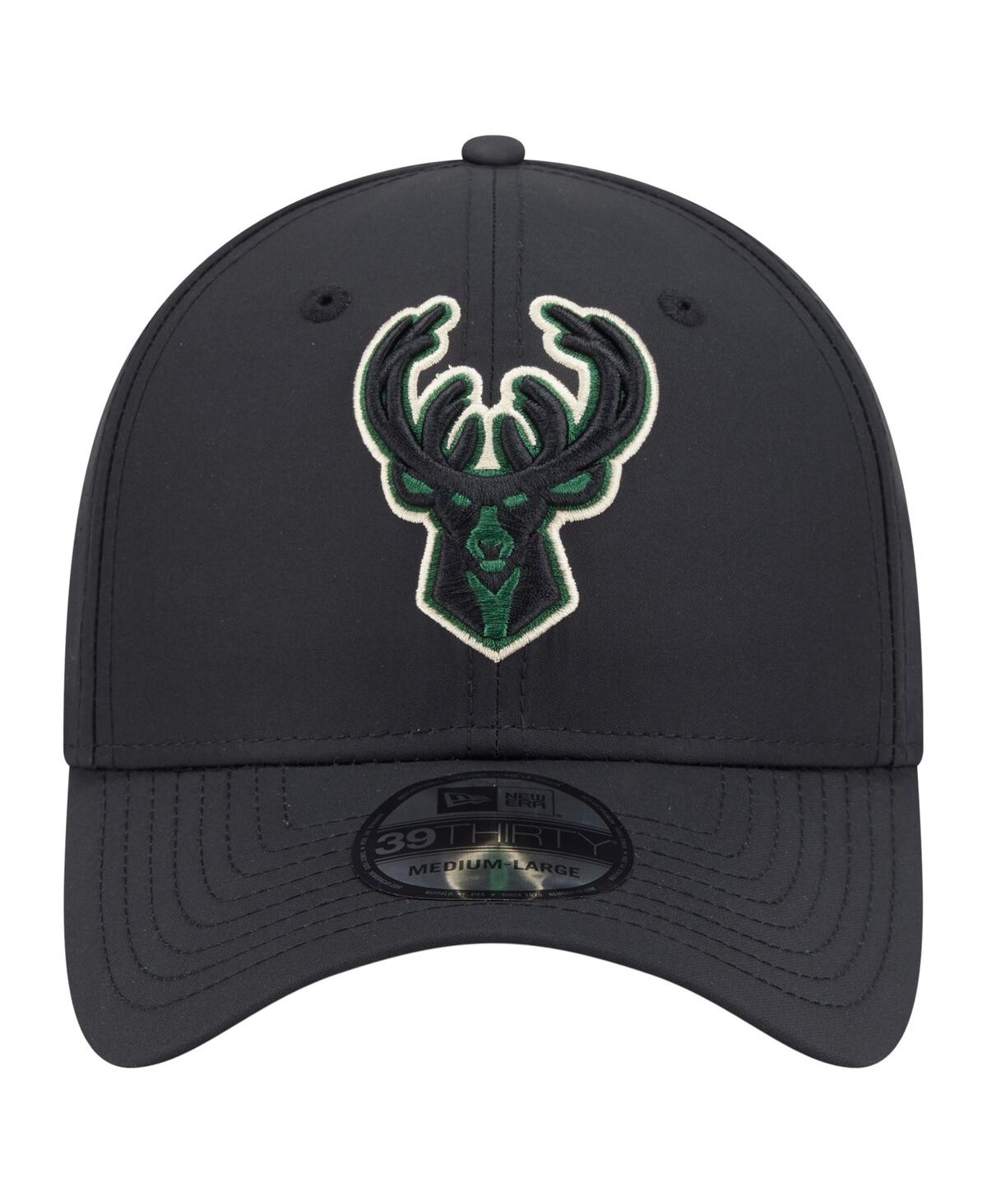 New Era Men's Black Milwaukee Bucks Night 39thirty Flex Hat In Black
