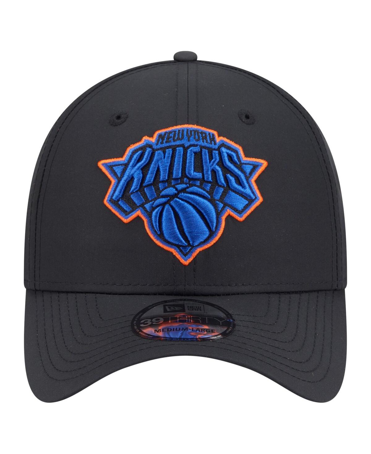 New Era Men's Black New York Knicks Night 39thirty Flex Hat In Black