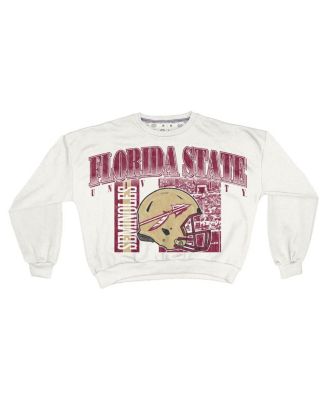 Women's White Florida State Seminoles Oversized Janice Retro Waist-Length Sweatshirt
