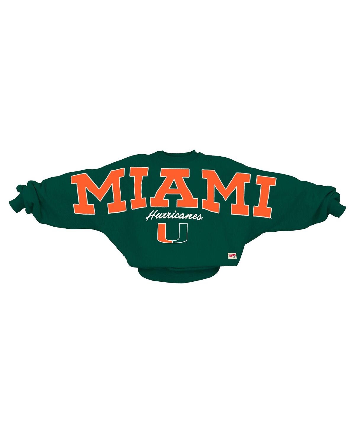 Pressbox Women's Green Miami Hurricanes Flannigan Oversized Dolman Pullover Sweatshirt In Green
