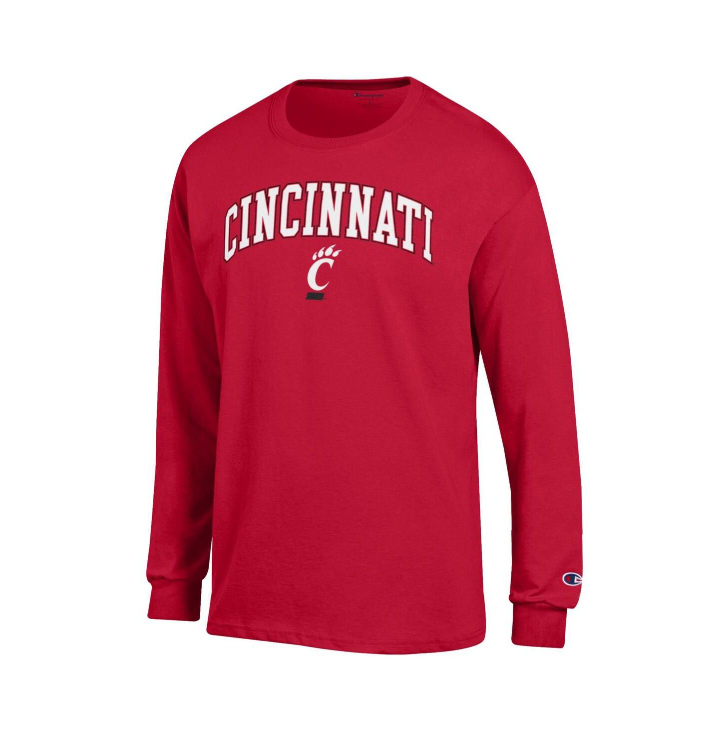 Мужская футболка Champion Red Cincinnati Bearcats Arch Over Logo Long Sleeve, цвет: Чёрный — фото 5