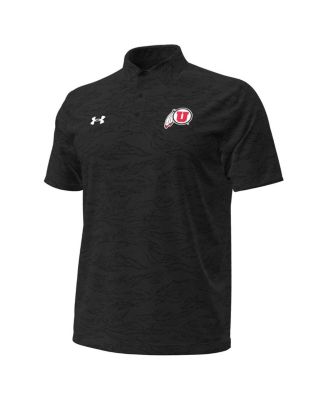 Under Armor Men's Black Utah Utes Drive Camo Jacquard Polo Shirt