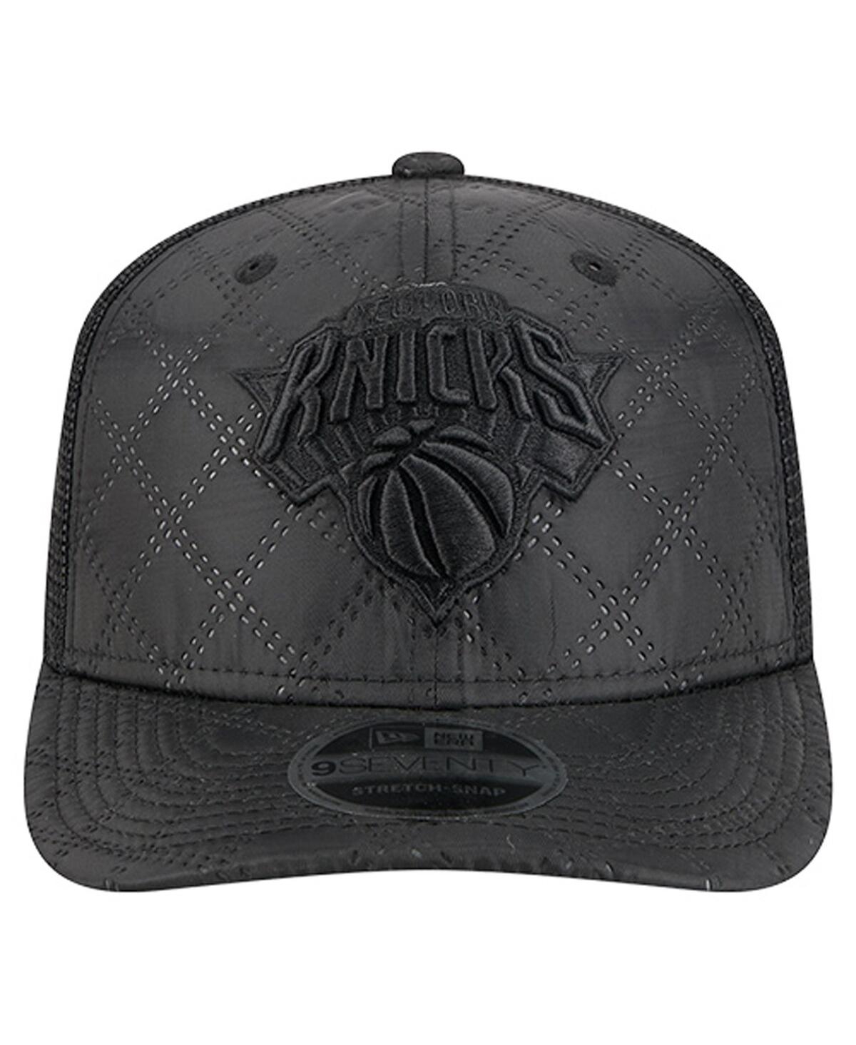 New Era Men's Black New York Knicks Quilted Nylon 9seventy Trucker Adjustable Hat In Black