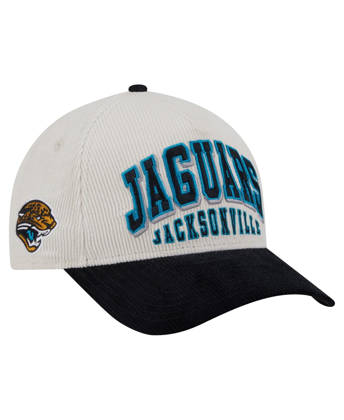 New Era Men'sâ Cream/black Jacksonville Jaguars Throwback Two-tone Sided Corduroy 9forty A-frame Adjustable  In White